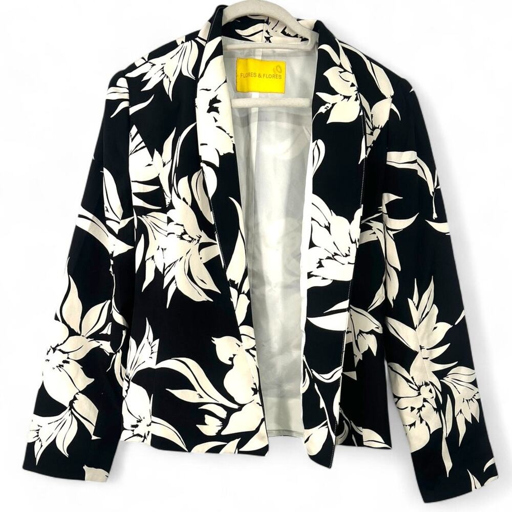 FLORES & Flores | 8 / M | Blazer Jacket Open Front Cropped Pure 100% Silk Women
